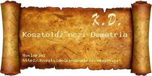 Kosztolánczi Demetria névjegykártya